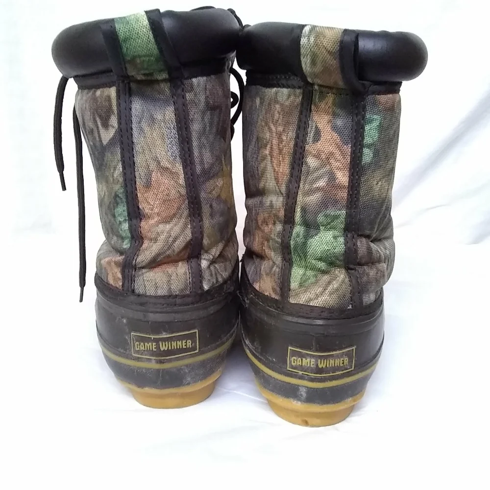 Game Winner Men's Boots Waterproof Steel Shank Sz10 Camo Rain/Rubber Styl-3696